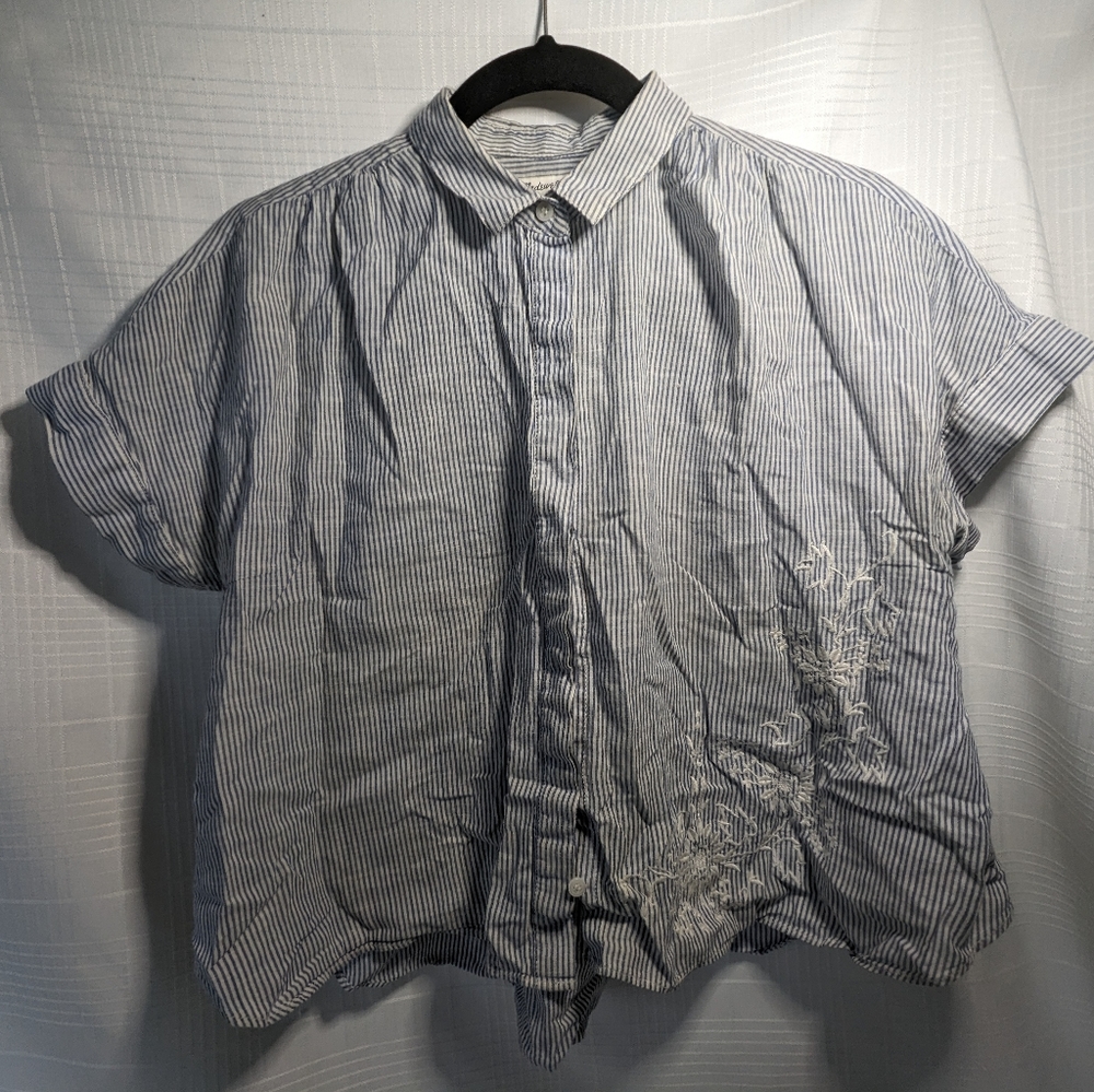 Madewell Striped Shirt with Floral Embroidery